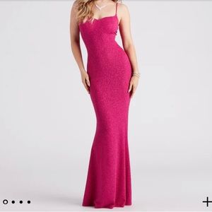 Pink Ainsley Glittering Evening Gown